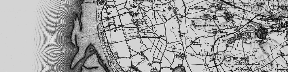 Old map of Great Marton Moss in 1896