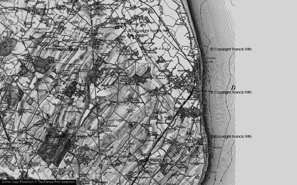 Old Map of Great Mongeham, 1895 in 1895