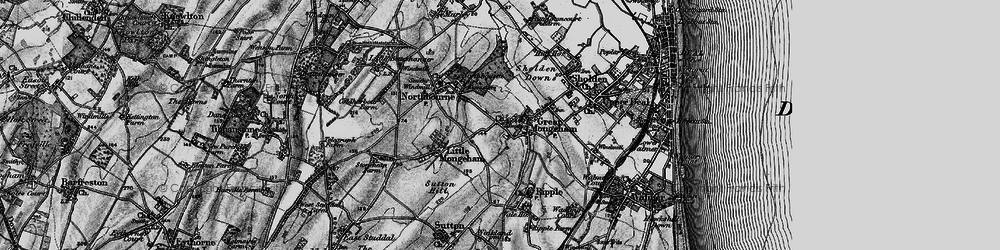 Old map of Great Mongeham in 1895