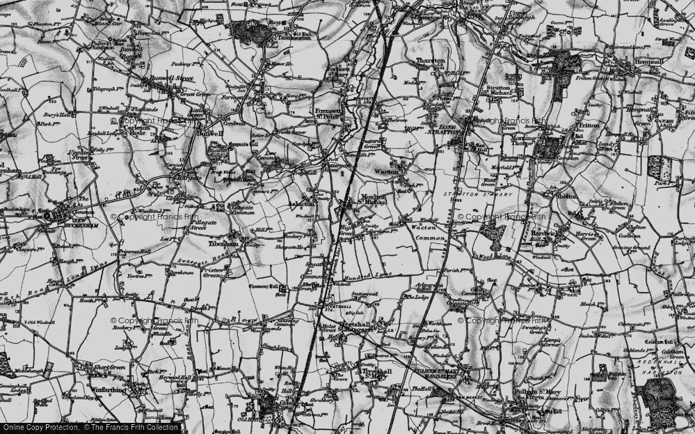 Old Map of Great Moulton, 1898 in 1898