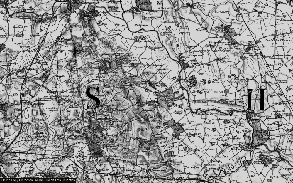 Old Map of Great Ouseburn, 1898 in 1898