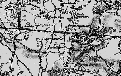 Old map of Great Pattenden in 1895