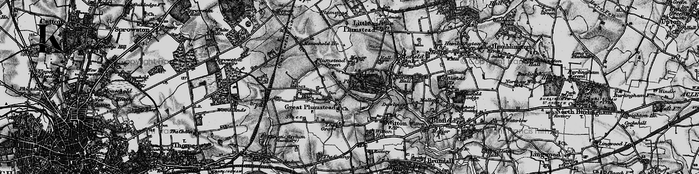Old map of Great Plumstead in 1898