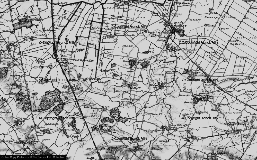 Old Map of Great Raveley, 1898 in 1898