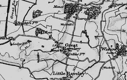 Old map of Great Raveley in 1898