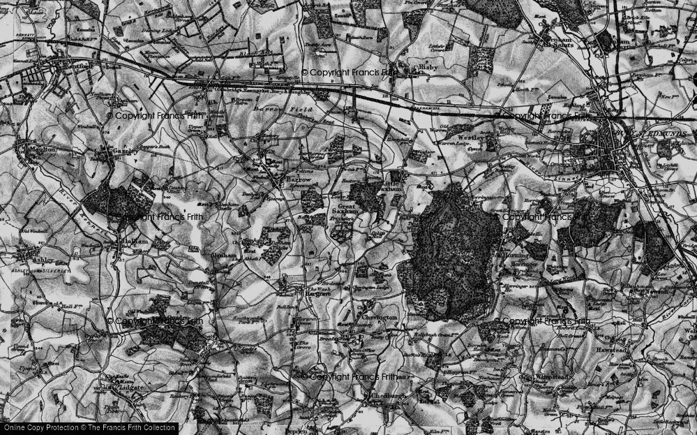 Old Map of Great Saxham, 1898 in 1898