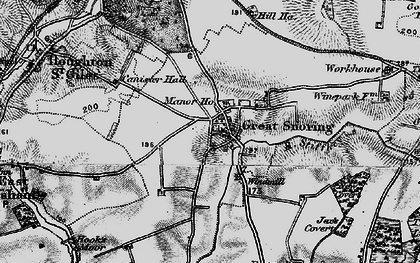 Old map of Great Snoring in 1899