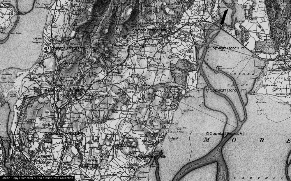 Old Map of Historic Map covering Birkrigg Common in 1897