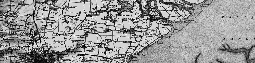Old map of Great Wakering in 1895