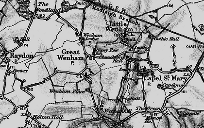 Old map of Great Wenham in 1896