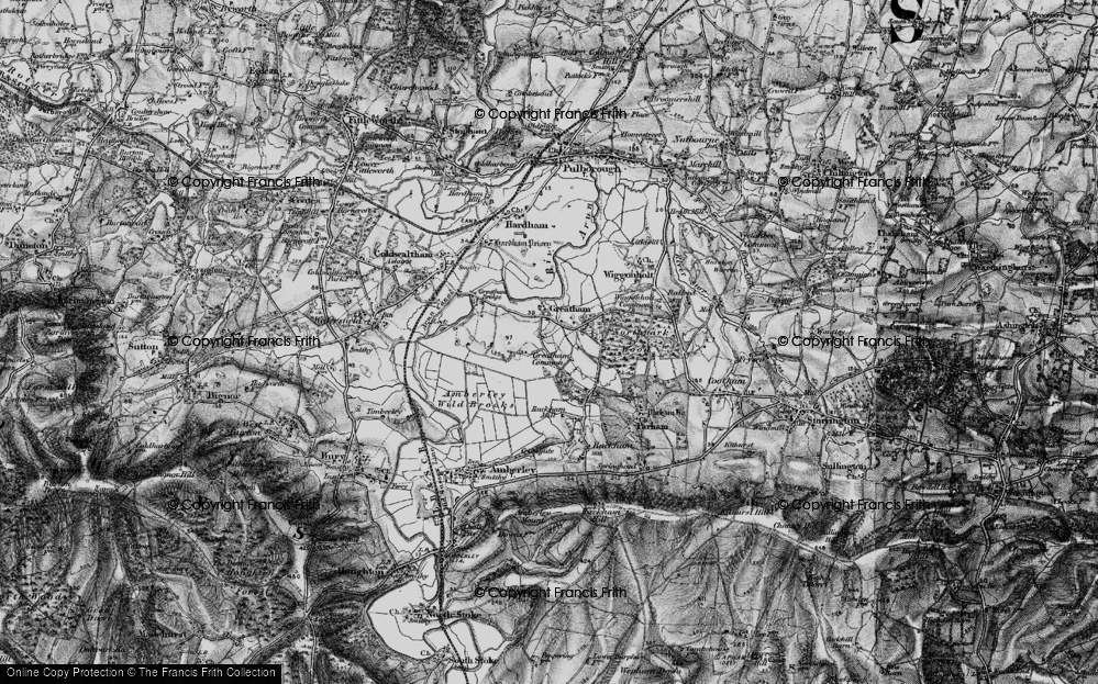 Old Map of Historic Map covering Arun Valley, The in 1895