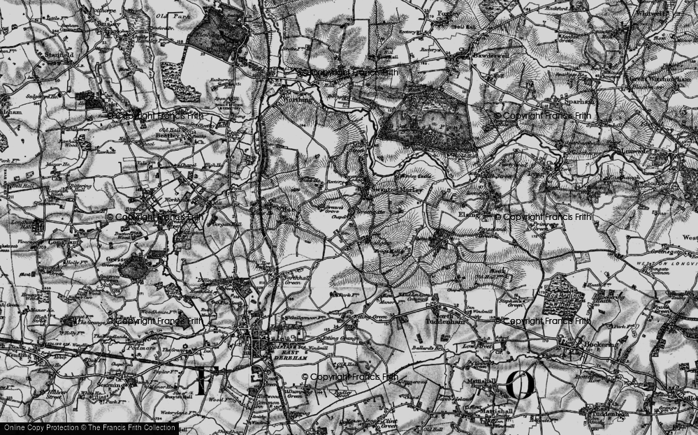 Old Map of Historic Map covering Swanton Morley Ho in 1898