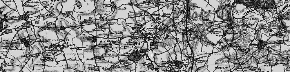 Old map of Gressenhall in 1898