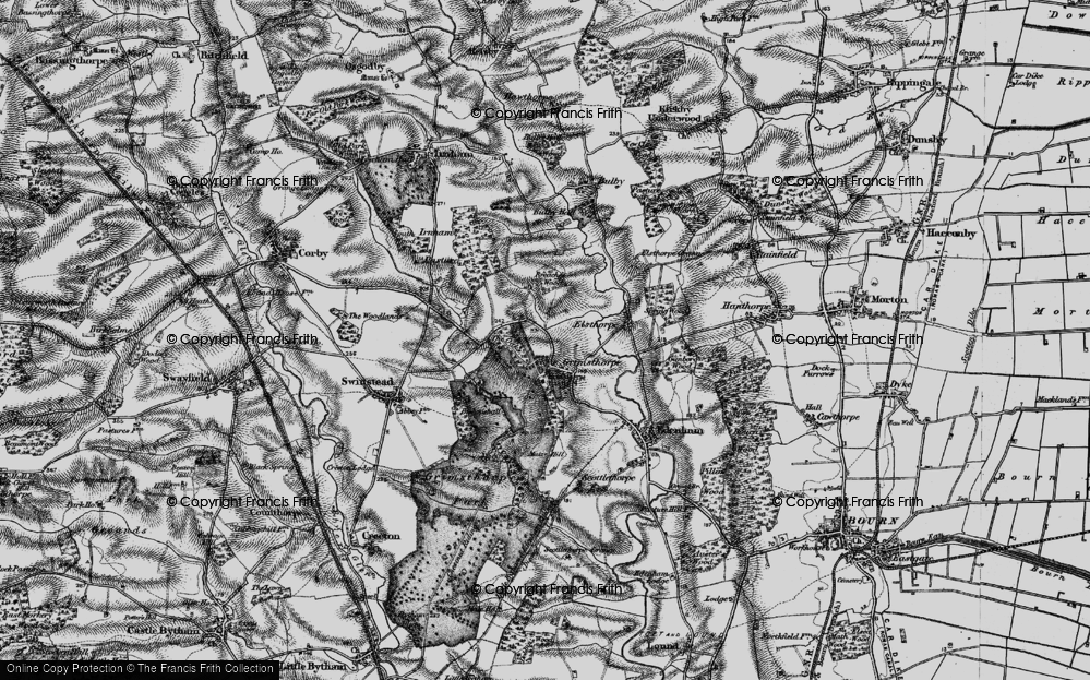 Old Map of Historic Map covering Breache's Wood in 1895