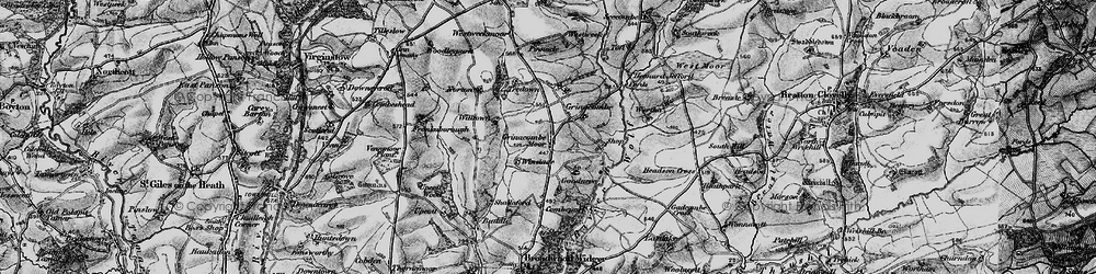 Old map of Grinacombe Moor in 1895