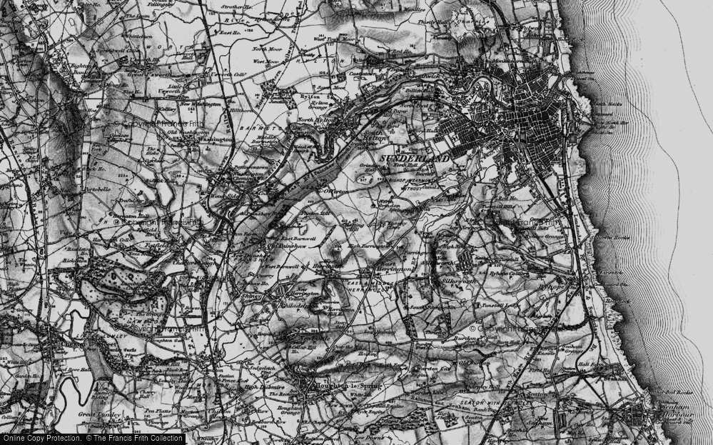 Old Map of Grindon, 1898 in 1898