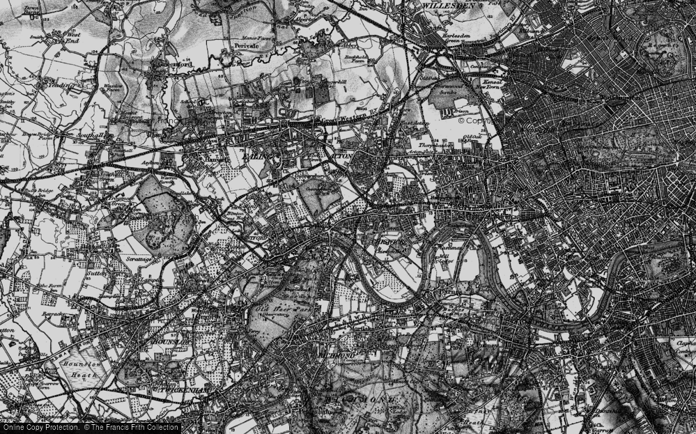 Old Map of Gunnersbury, 1896 in 1896