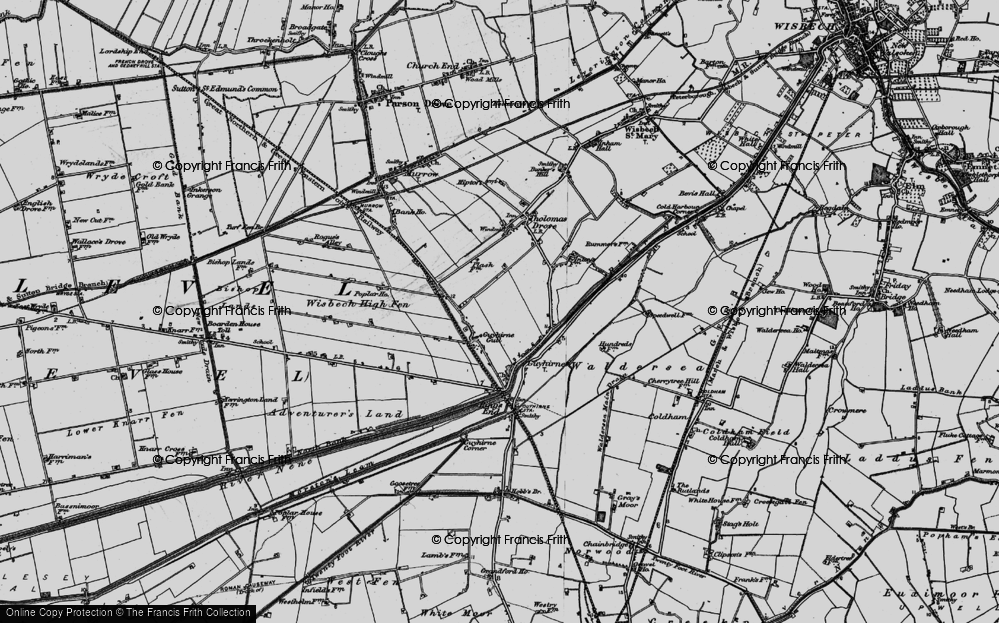 Old Map of Historic Map covering Wisbech High Fen in 1898