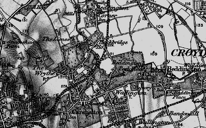 Old map of Hackbridge in 1896