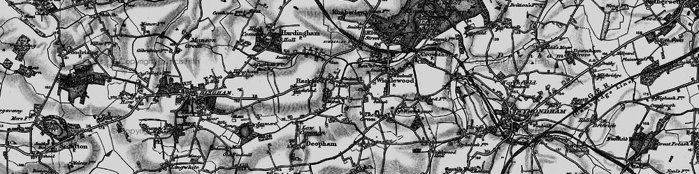 Old map of Hackford in 1898