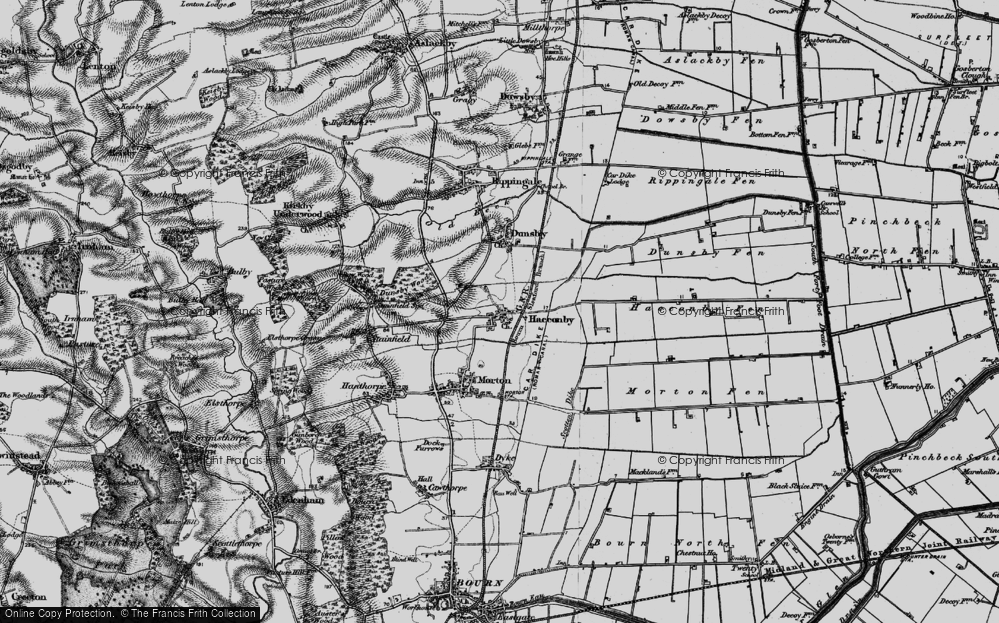 Old Map of Haconby, 1895 in 1895