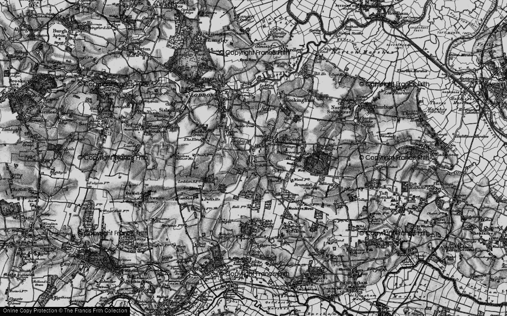 Old Map of Historic Map covering Loddon Hall in 1898