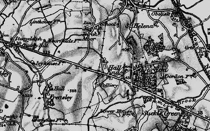 Old map of Hall End in 1899