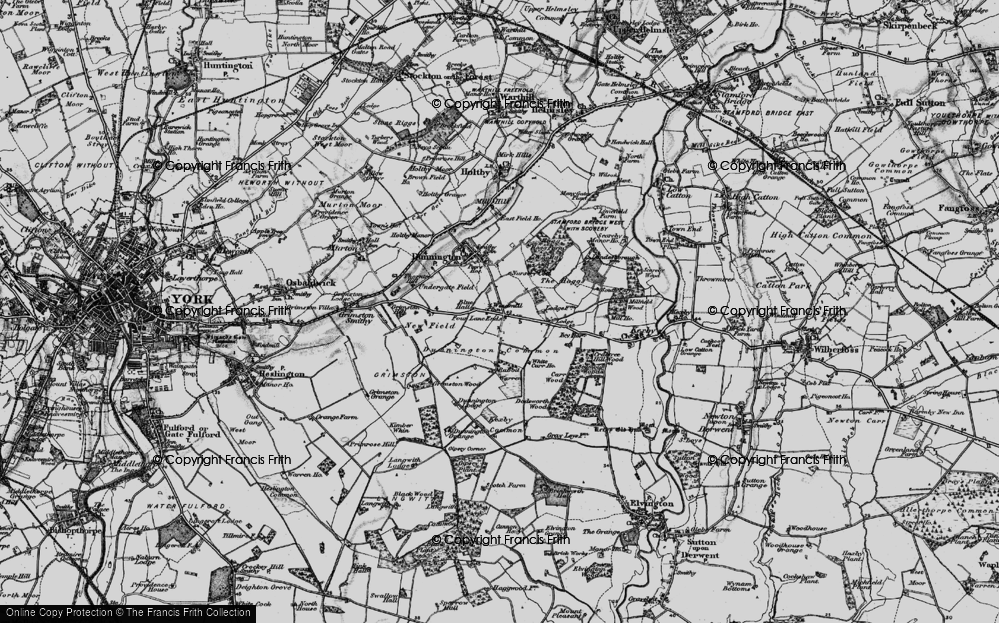 Old Map of Historic Map covering Dunnington Common in 1898