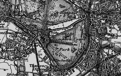 Old map of Hampton Court in 1896