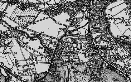 Old map of Hampton Hill in 1896