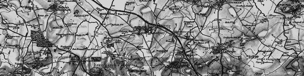 Old map of Bishops Bowl Lakes in 1898
