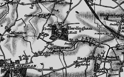 Old map of Hardingham in 1898