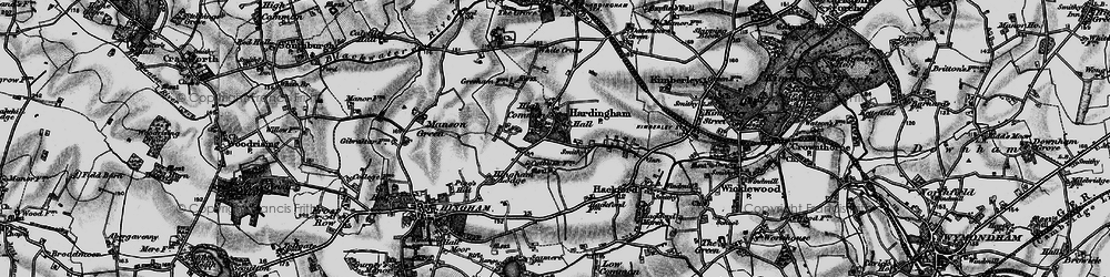 Old map of Hardingham in 1898