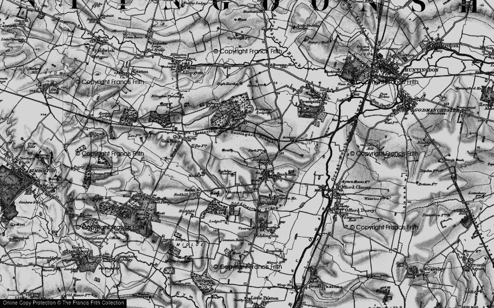 Old Map of Historic Map covering Buckden Wood in 1898