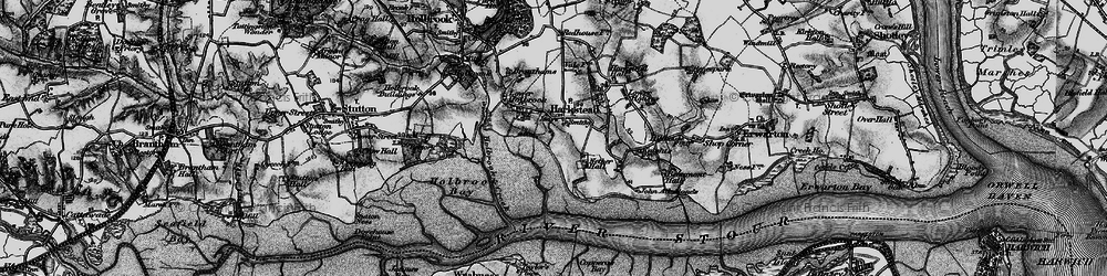 Old map of Harkstead in 1896