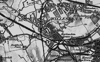 Old map of Harlesden in 1896