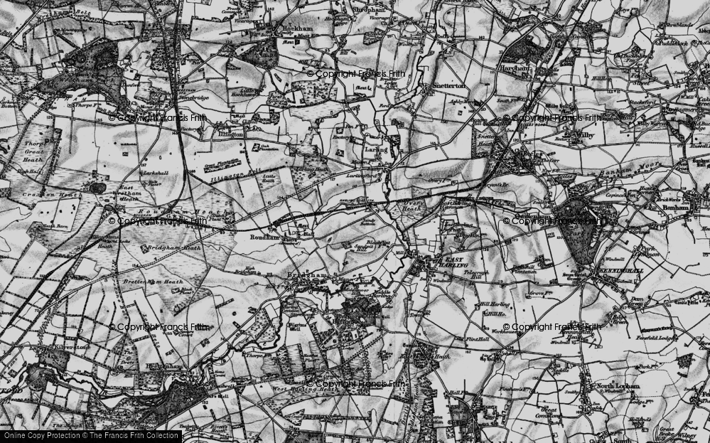 Old Map of Harling Road, 1898 in 1898