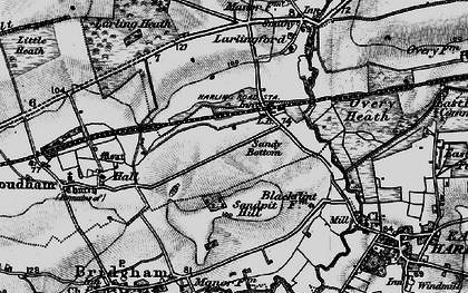 Old map of Harling Road in 1898