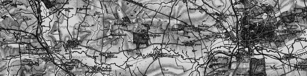 Old map of Harpole in 1898