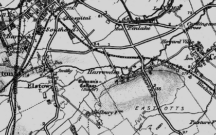 Old map of Harrowden in 1896