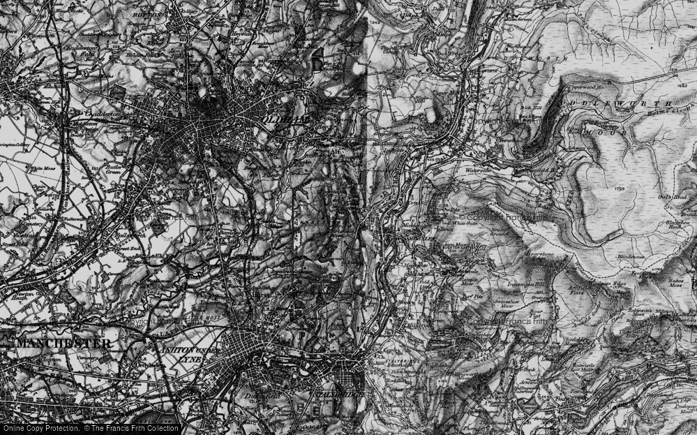 Old Map of Hartshead Pike, 1896 in 1896