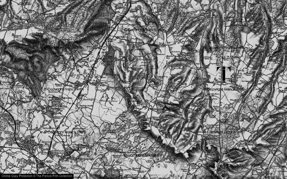 Old Map of Historic Map covering Wye Downs in 1895