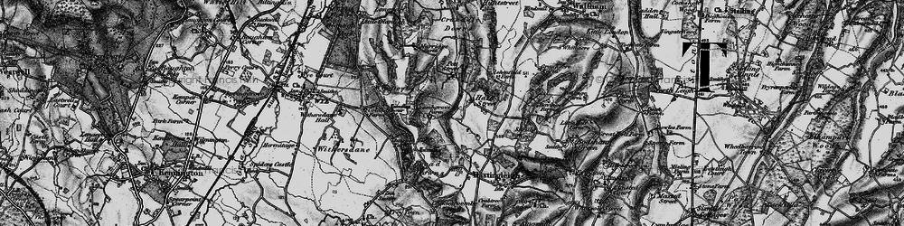 Old map of Wye Downs in 1895