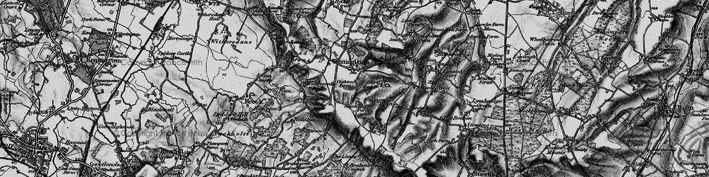Old map of Hastingleigh in 1895