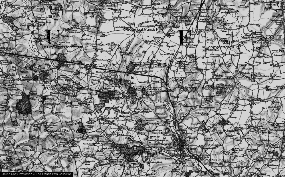 Old Map of Haughley, 1898 in 1898