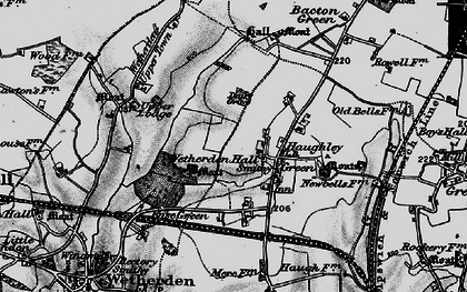 Old map of Haughley Green in 1898