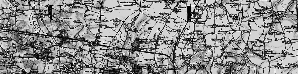 Old map of Haughley Green in 1898