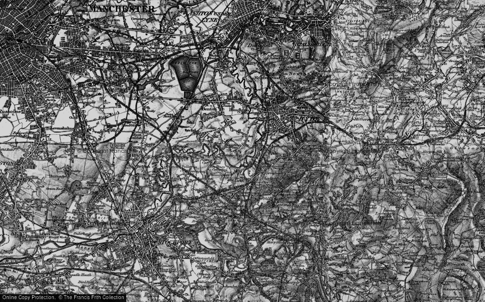 Old Map of Haughton Green, 1896 in 1896