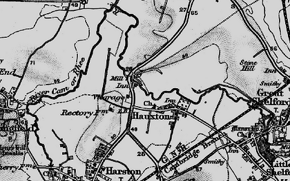Old map of Hauxton in 1896
