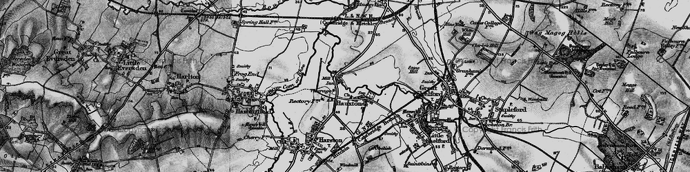 Old map of Hauxton in 1896